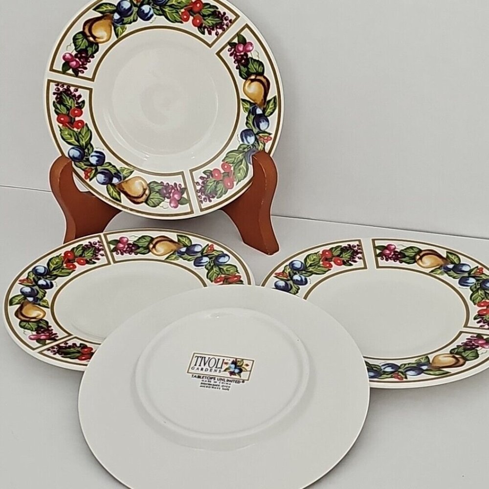Tabletops Unlimited Tivoli Gardens Bread Dessert Plates 6" set-4 fruit - Picture 5 of 9
